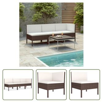 Loungeset Tuinmeubelset - 57 x 69 cm - Weerbestendig - Bruin - PE-rattan