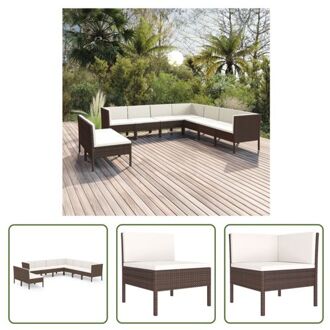 Loungeset Tuinmeubelset - 57x69x69 cm - Bruin - Crèmewit