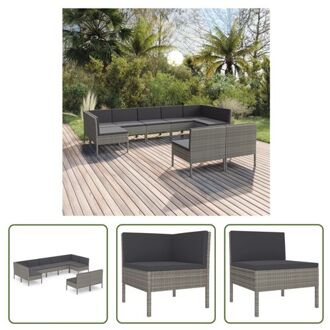 Loungeset Tuinmeubelset - 57x69x69 cm - Grijs PE-rattan - Gepoedercoat staal - Polyester kussens