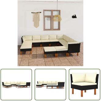 Loungeset - Tuinmeubelset - 60.5x64.5x67 cm - Zwart - Crèmewit kussen