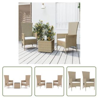 Loungeset - Tuinmeubelset - 60 x 58 x 108 cm - Kleur- beige