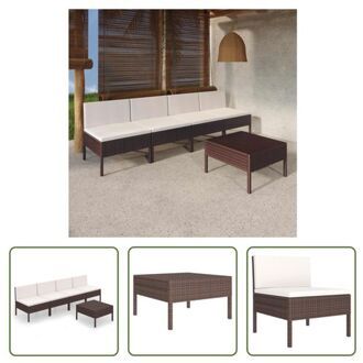 Loungeset Tuinmeubelset - 60 x 60 x 35 cm - Bruin - Crèmewit