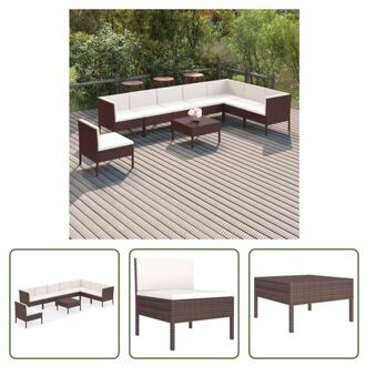 Loungeset - Tuinmeubelset - 60x60x35 cm - Bruin - Crèmewit