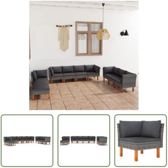 Loungeset - Tuinmeubelset - Afmetingen- middenbank- 60.5 x 64.5 x 67 cm - hoekbank- 64.5 x 64.5 x 67 Grijs