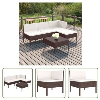 Loungeset Tuinmeubelset - Bruin - 60 x 60 x 35 cm - Inclusief kussens - PE-rattan