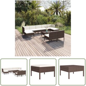 Loungeset Tuinmeubelset - Bruin - PE-Rattan - 60x60x35cm - Inclusief kussens - Modulair