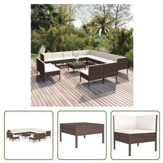 Loungeset Tuinmeubelset - Bruin - PE-rattan - Gepoedercoat staal - Modulair - 6 zitplaatsen