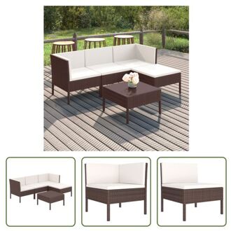 Loungeset Tuinmeubelset - Bruin - PE-rattan - Modulair - 60x60x35cm - Incl - Kussens