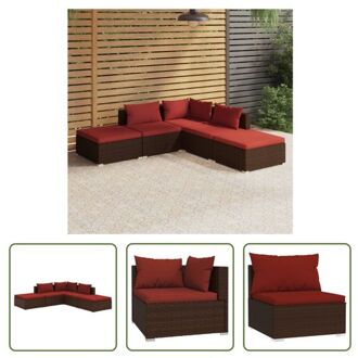 Loungeset - Tuinmeubelset - Hoek/middenbank- 70 x 70 x 60.5 cm - Ken- Modulair ontwerp Bruin