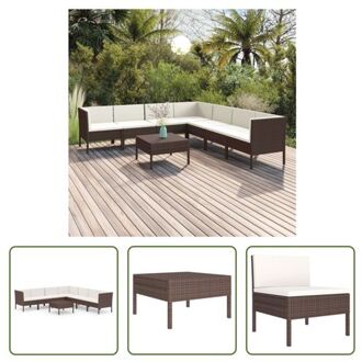 Loungeset - Tuinmeubelset - PE-Rattan - Bruin - 57 x 69 x 69 cm - Inclusief kussens