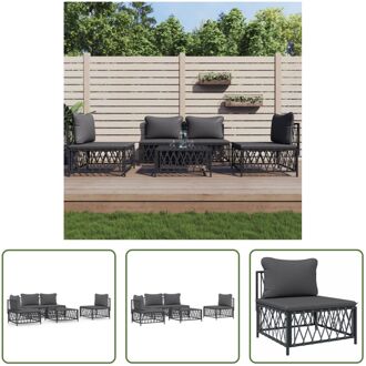 Loungeset - Tuinmiddenbank Antraciet 70x72x66cm - Geweven stof en gepoedercoat staal Grijs