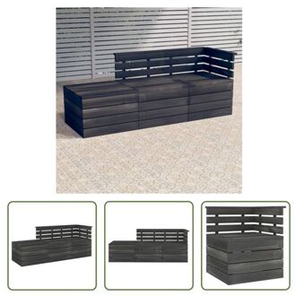 loungeset Tuinset - Pallet - Massief grenenhout - Donkergrijs - 60x65x71.5cm (MB) - 65x65x71.5cm (HB)