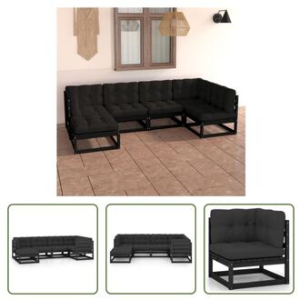 Loungeset Urban - Grenenhout - Zwart - 70x70x67 cm - incl - kussens