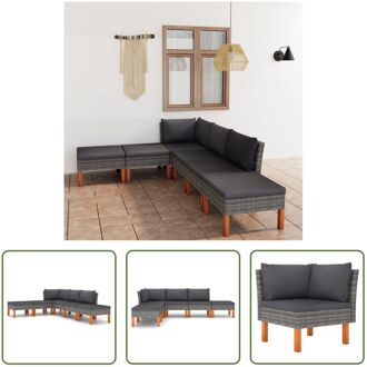 Loungeset V4 - Grijs - 60.5x64.5x67 cm - Met kussens - PE-rattan