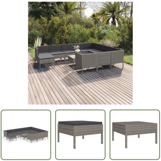 Loungeset voor buiten - modulair - PE-rattan - grijs - 60x60x35 cm