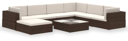 Loungeset voor buiten poly rattan bruin 24-delig