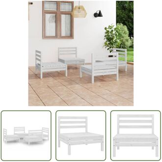 Loungeset Wit Grenenhout - 63.5x63.5x62.5cm - 4x Middenbank