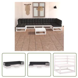 Loungeset - Wit - Grenenhout - 70x70x67 cm - Inclusief kussens