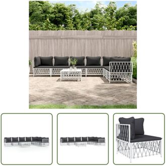 Loungeset Wit - Tuinhoekbank (72x72x66 cm) - Tuinmiddenbank (70x72x66 cm) - Tuintafel (70x70x34 cm)