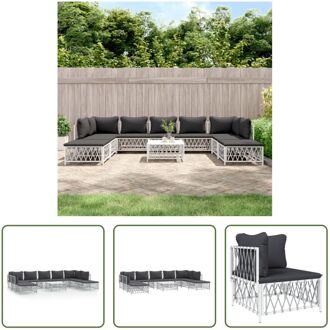 loungeset - wit - tuinhoekbank - tuinmiddenbank - tuinvoetenbank/tafel - 72x72x66 cm - geweven stof