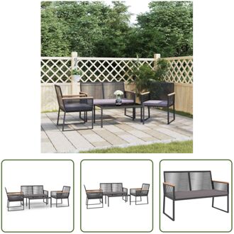 Loungeset - zwart - 2-zits tuinbank - tuinstoel - salontafel