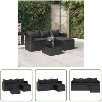 Loungeset Zwart 3-zitsbank - 176x64x60.5 cm - Comfortabele kussens - Stabiel frame - Flexibel ontwerp