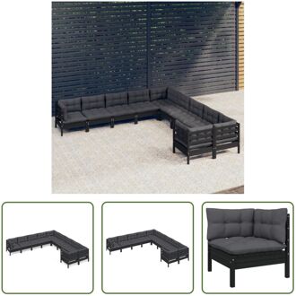 Loungeset Zwart - 63.5 x 63.5 x 62.5 cm - Massief grenenhout - Montage vereist