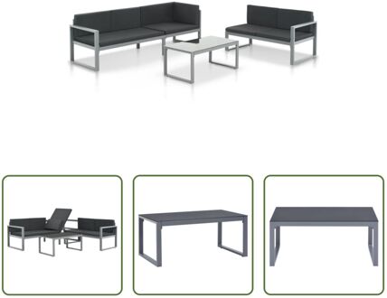 Loungeset - Zwart - Gepoedercoat aluminium - 125 x 66 x 64.5 cm - Weerbestendig