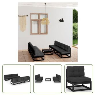 loungeset zwart grenenhout - 70 x 70 x 67 cm - inclusief kussens