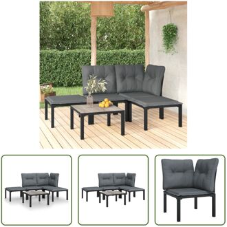 Loungeset Zwart - Hoekstoel Enkele Stoel Voetenbank - 110 kg - 55 x 55 x 31 cm Afmetingen