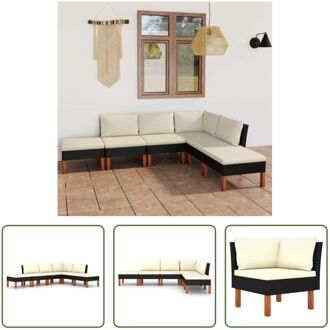 Loungeset - zwart - middenbank- 60.5 x 64.5 x 67 cm - hoekbank- 64.5 x 64.5 x 67 cm - voetenbank- 60 x