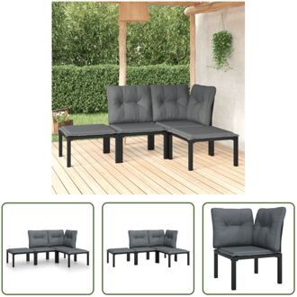 Loungeset Zwart - PE-rattan en gepoedercoat staal - 62x62x68 cm - Weerbestendig materiaal - Stabiel en