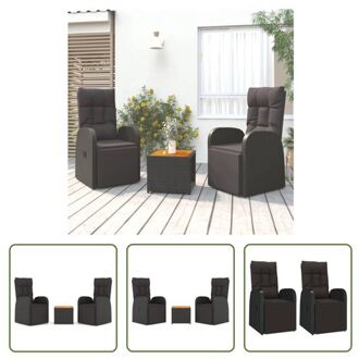 Loungeset - Zwart - PE-rattan/staal - 57x69x106/57x133x90 cm - Verstelbaar