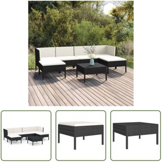 Loungeset Zwarte PE-rattan - 60x60x35 cm - inclusief kussens