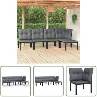 loungeset Zwarte PE-rattan - modulair ontwerp - weerbestendig - stabiel frame - comfortabele