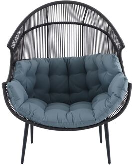 Loungestoel Caletta - Staal/wicker - Donkergrijs - L 107cm X B 118cm X H 150cm