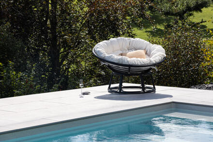 Loungestoel 'Nickos' Rattan Zwart