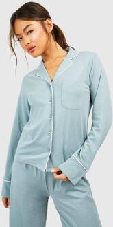 Loungewear Overhemd Met Knoopsluiting En Lange Mouwen, Slate Grey - 38