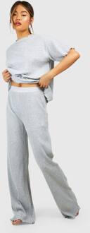 Loungewear Ribgebreide Broek Met Wijde Pijpen, Grey Marl - 34