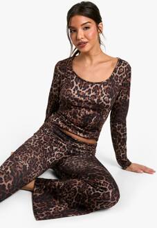 Loungewear Top Met Luipaardprint, Ronde Hals En Lange Mouwen, Leopard - 38