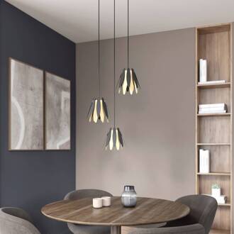 Lounit hanglamp, zwart-goud, 3-lamps zwart, goud