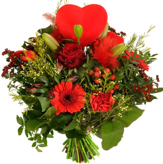 Love boeket rood met harten