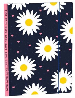 Love dasies elastomap folio, kleur navy blauw