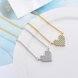 Love Korean Sweet Full Heart Simple 925 Sterling Silver Clavicle Chain Temperament Personality Female Necklace SNE359