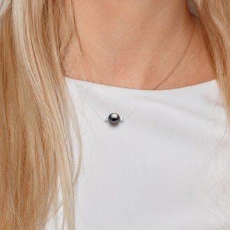 LOVE LINK Ketting Tahitian Pearl Ronde 8-9 mm nylon Transparent 925 - maat Naturel