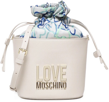 Love Moschino Bucket Style Tas met Pareltextuur Love Moschino , White , Dames - ONE Size