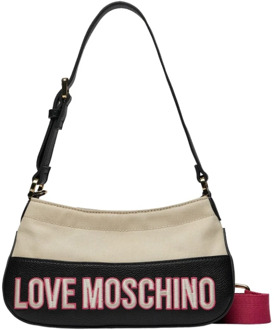 Love Moschino Canvas Schoudertas Zwart Fuxia Love Moschino , Multicolor , Dames - ONE Size