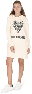 Love Moschino Crèmekleurige Katoenen Jurk Love Moschino , Beige , Dames - S,Xs,2Xs