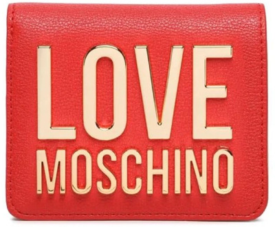 Love Moschino Dames Portemonnee van imitatieleer met metalen logo Love Moschino , Red , Dames - ONE Size