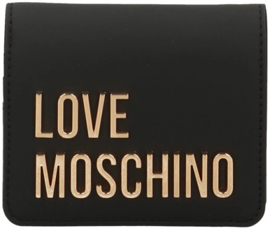 Love Moschino Dames Portemonnee van Kunstleer met Metalen Logo Love Moschino , Black , Dames - ONE Size